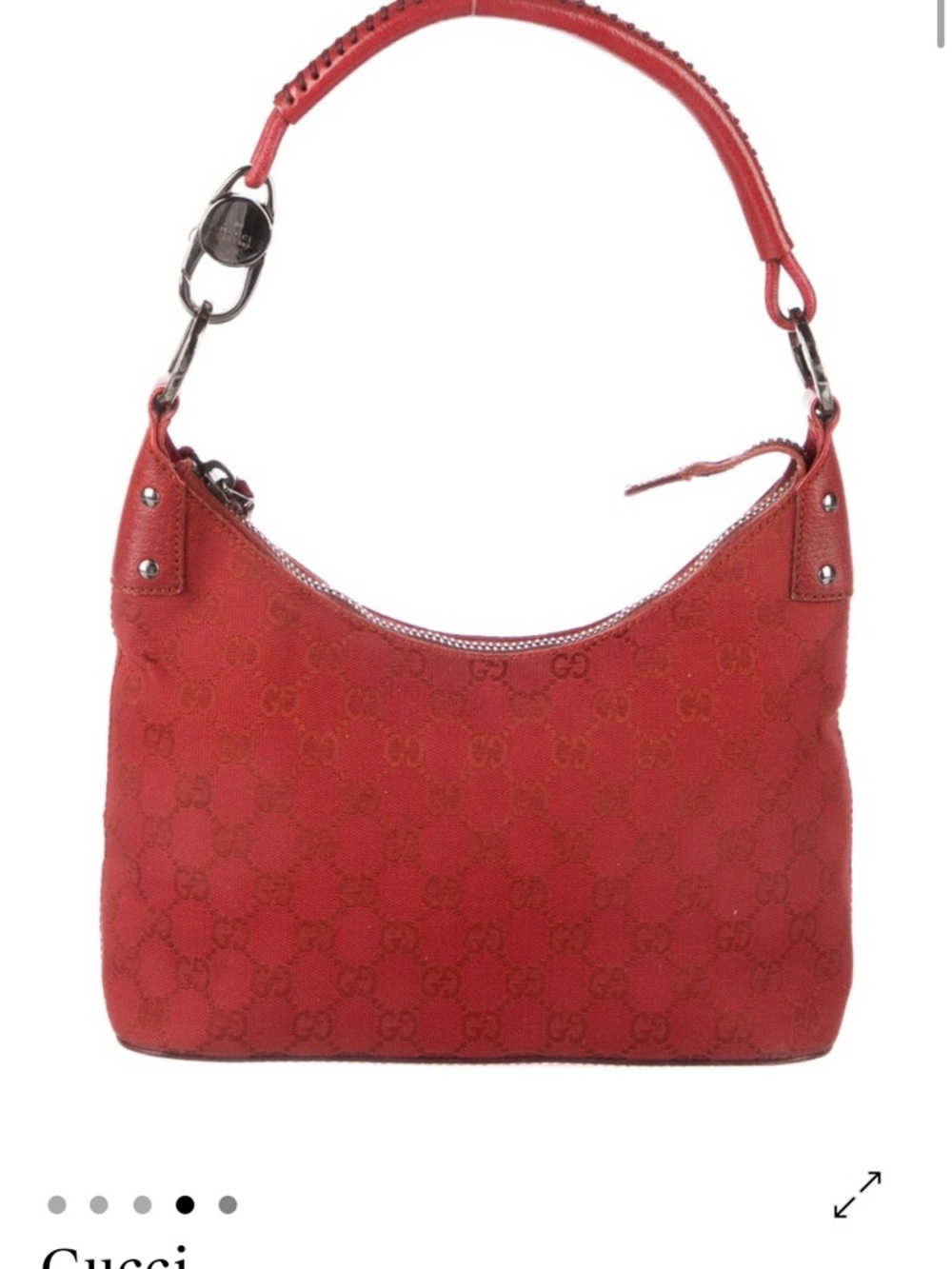 Gucci Red Monogram Shoulder Hobo Bag